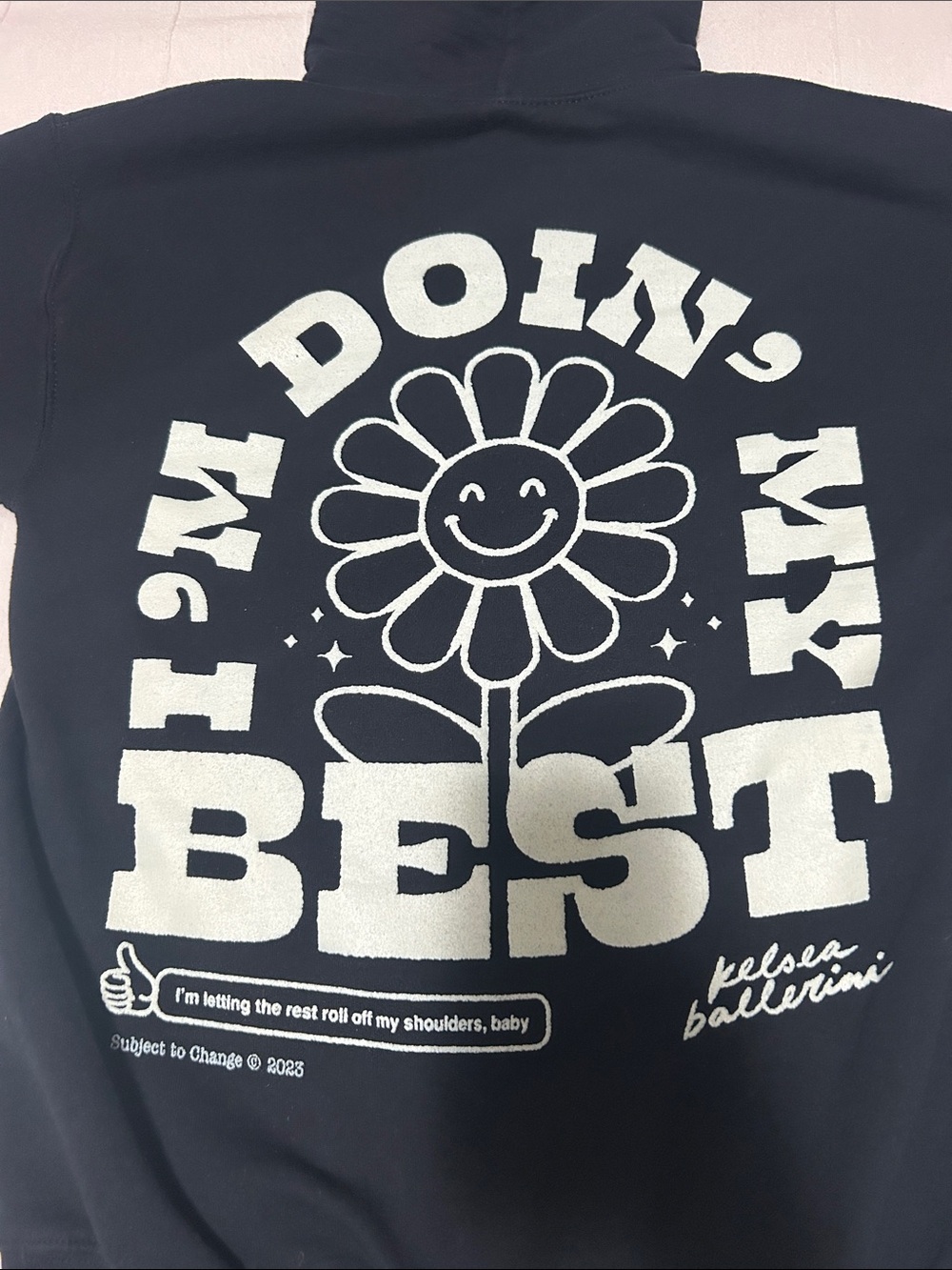 Kelsea Ballerini “I’m doin’ my best” Black Hoodie with Green/White Graphic Sm - Picture 3 of 4